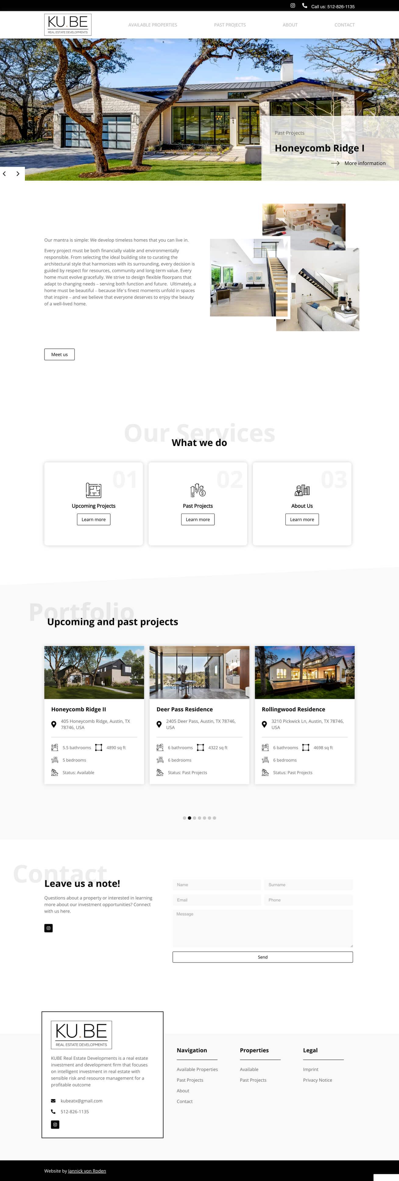 Screenshot Kube Developments – Startseite